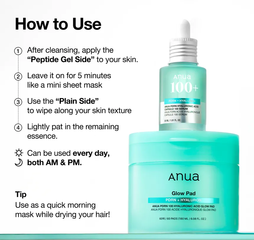 Anua PDRN 100 Hyaluronic Acid Glow Pad - My Korean Beauty