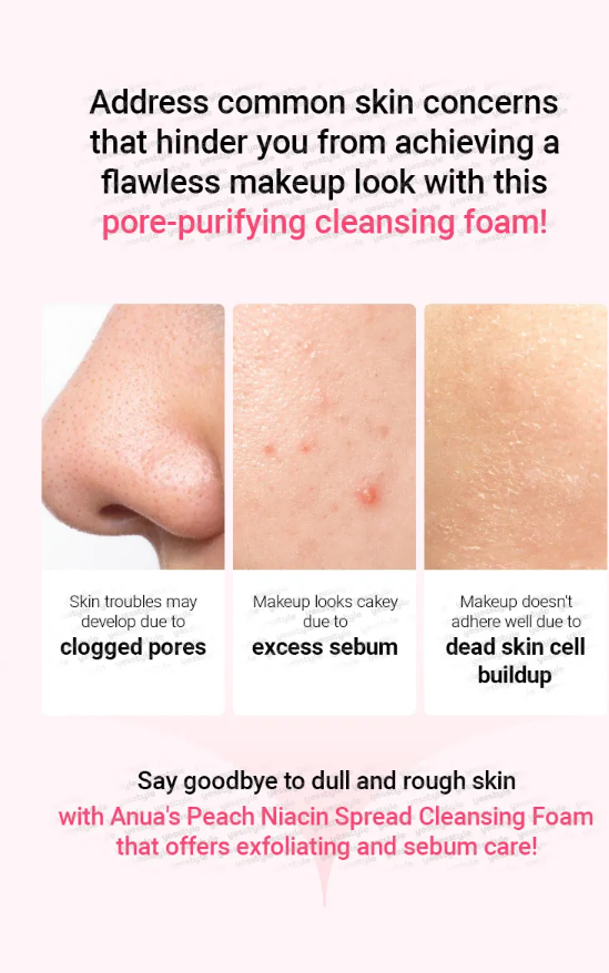 Anua - Peach Niacin Spread Cleansing Foam - Mousse nettoyante éclaircissante - My Korean Beauty