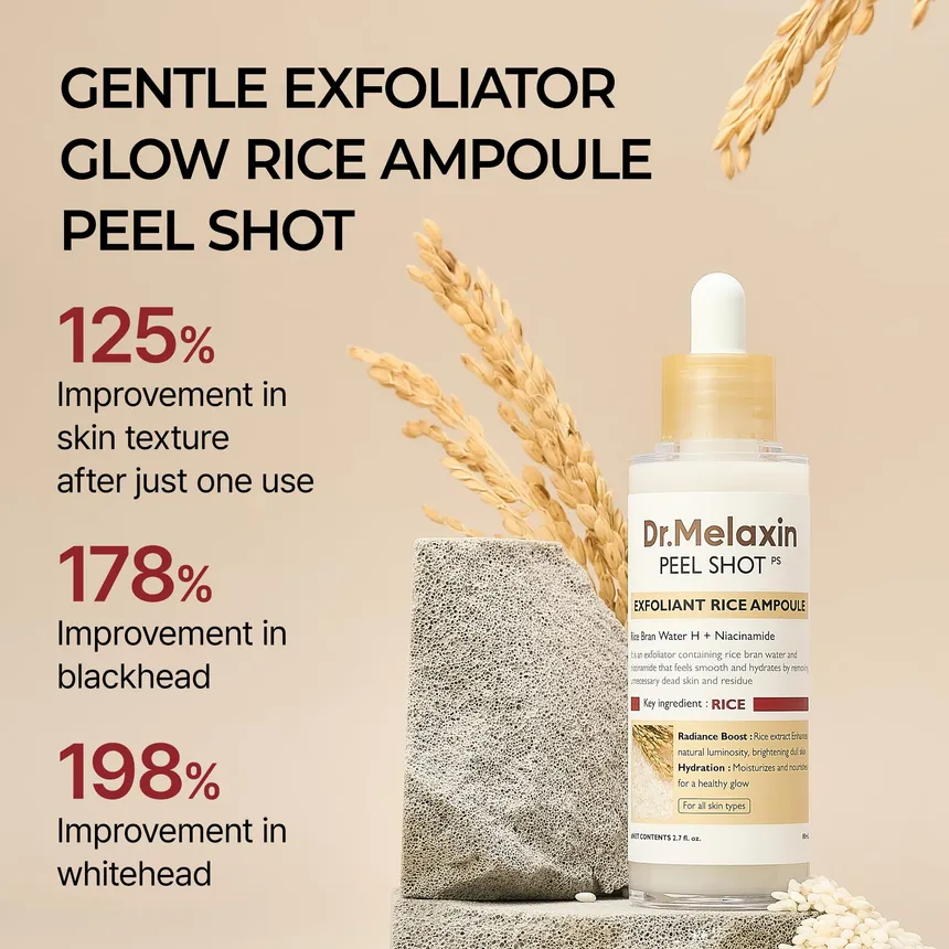 Dr.Melaxin Peel Shot Exfoliant Rice Ampoule - My Korean Beauty 