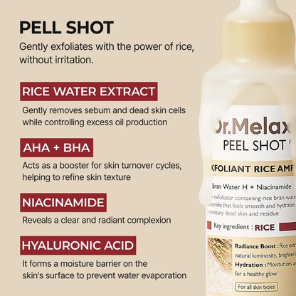 Dr.Melaxin Peel Shot Exfoliant Rice Ampoule - My Korean Beauty 