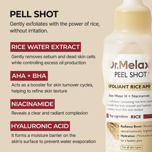 Dr.Melaxin Peel Shot Exfoliant Rice Ampoule - My Korean Beauty 