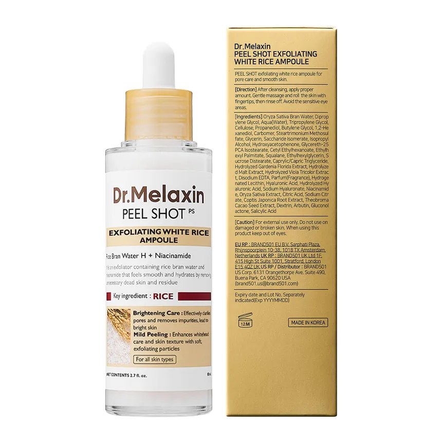 Dr.Melaxin Peel Shot Exfoliant Rice Ampoule - My Korean Beauty 